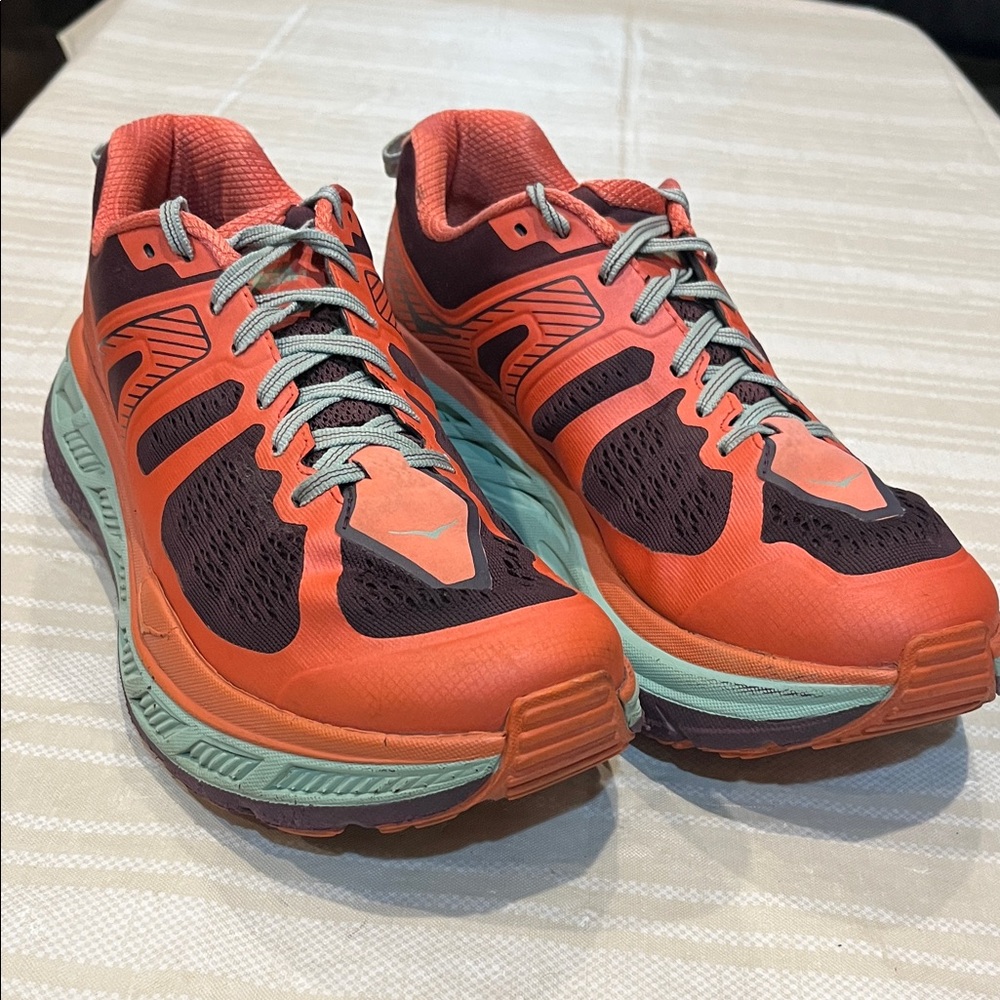 Hoka One One Orange and Teal Women's Sneakers